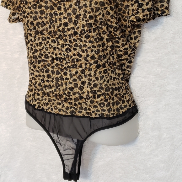 Vintage Leopard Print Square Neck Thong Bodysuit by Cache - Picture 10 of 10